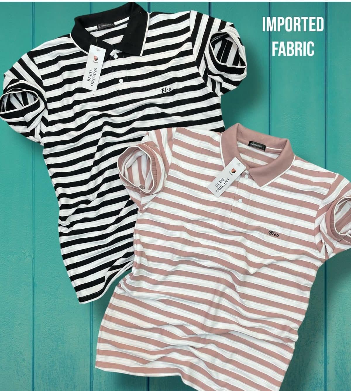 Striped Polo T-Shirt – Black & Blush - Image 2