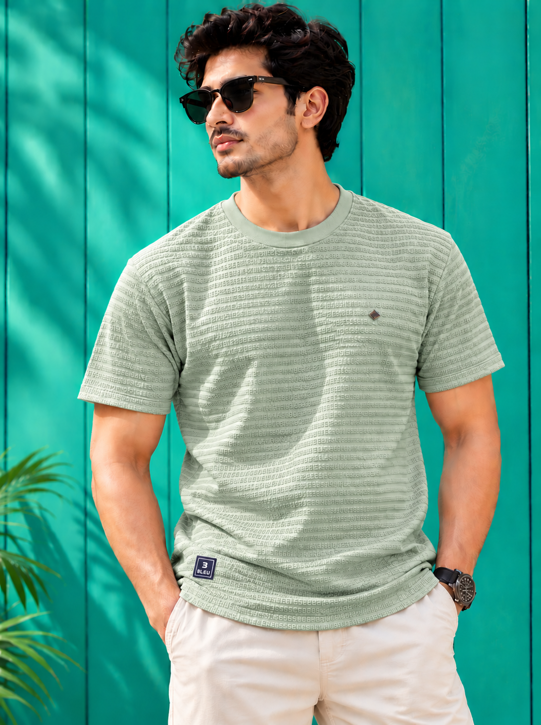 Textured Crew Neck T-Shirt – Colour Collection